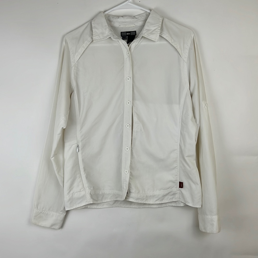 REI Tactel UPF 30+ long sleeve hiking outdoor shirt white M